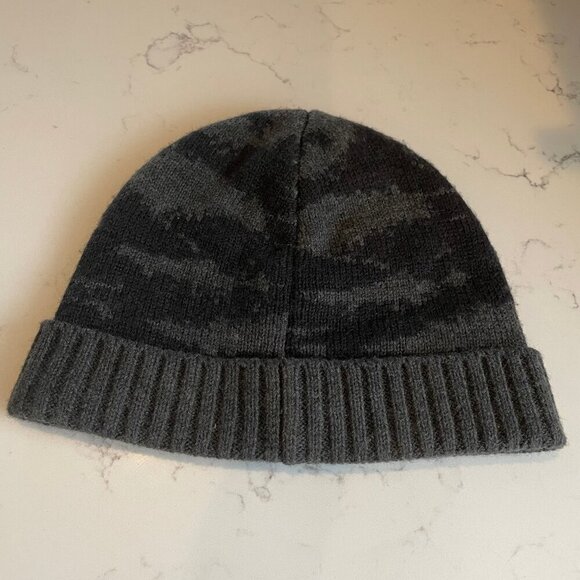 All Saints Eiger Beanie Turned Up Rib Cuff Knit Acrylic Wool Black + Grey Sz OS - Picture 8 of 8